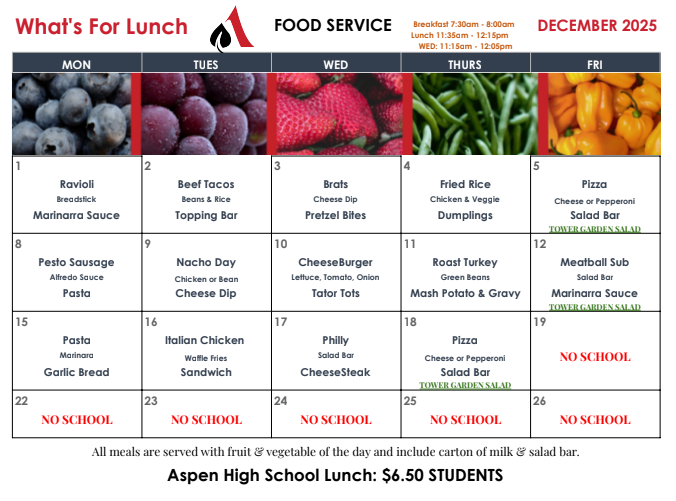 AHS Lunch Menu